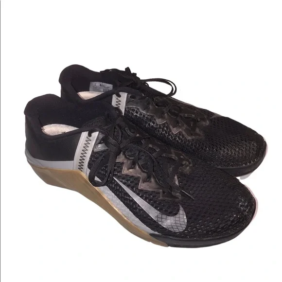 MENS NIKE METCON 6 BLACK SILVER GUM TRAINING SNEAKERS SHOES 13 - Picture 1 of 11